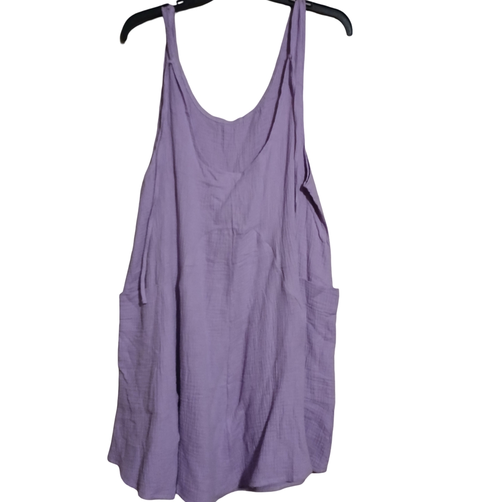 Women's Purple Sleeveless 100% Cotton Tank Dress NWOT
